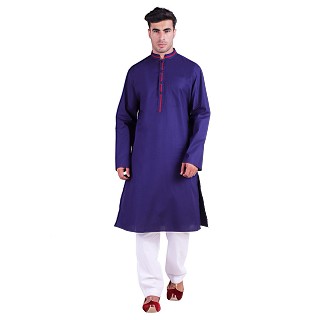 Designer Cotton kurta for men- Royal Blue